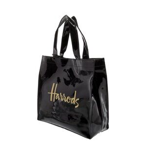 Harrods Glossy Black and Gold PVC Tote